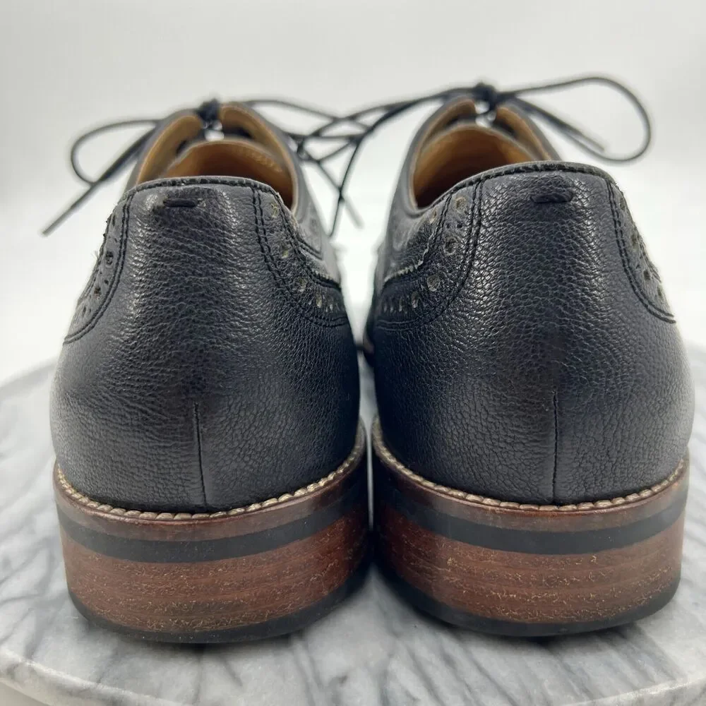 Cole Haan Wingtip Oxford Shoes Mens 11.5 Black Pebbled Leather Lace Up Business